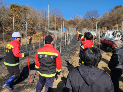 과수원에서 농산부산물 소각중 산불 발생…2시간 만에 진화 