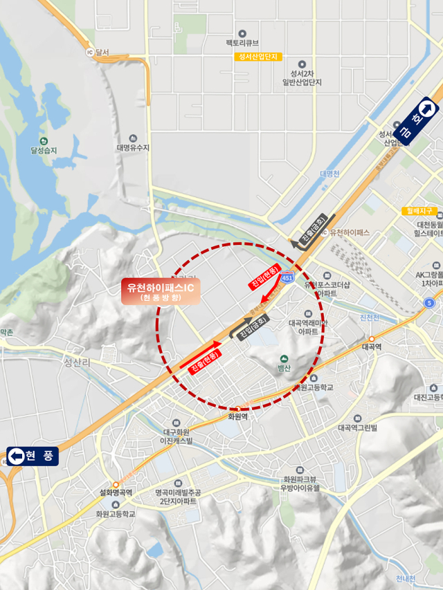 현풍방면 유천하이패스IC 사업위치도. 대구시 제공