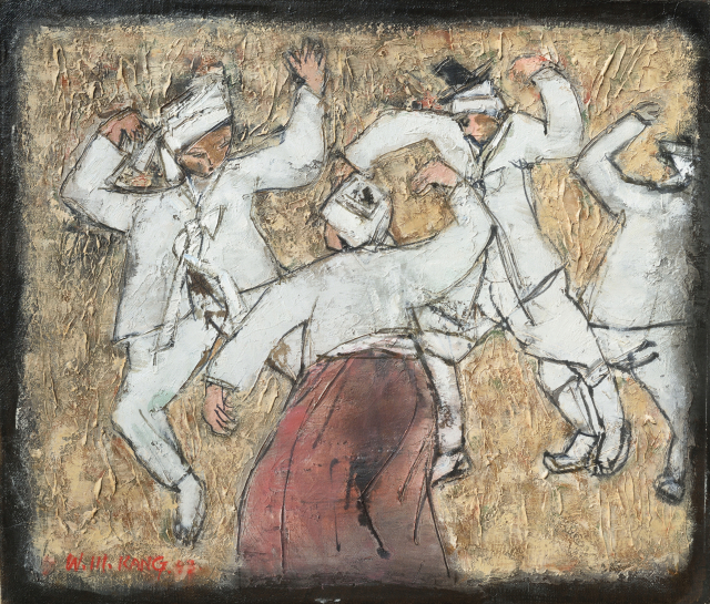 강우문, 춤, 53.0x45.5cm, Oil on canvas, 1993.