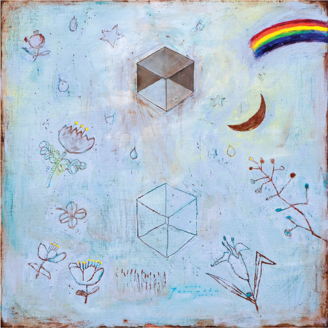 최정인, CUBE in the UNIVERSE Ⅰ, Mixed media on canvas, 2023.