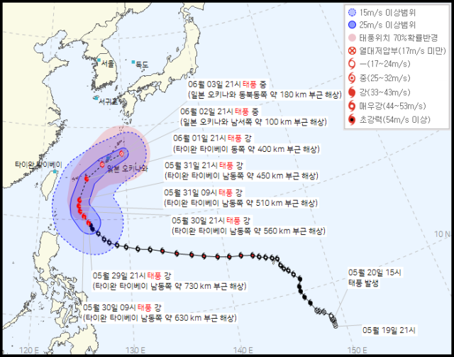 태풍 마와르 예상경로. 기상청 29일 오후 10시 발표