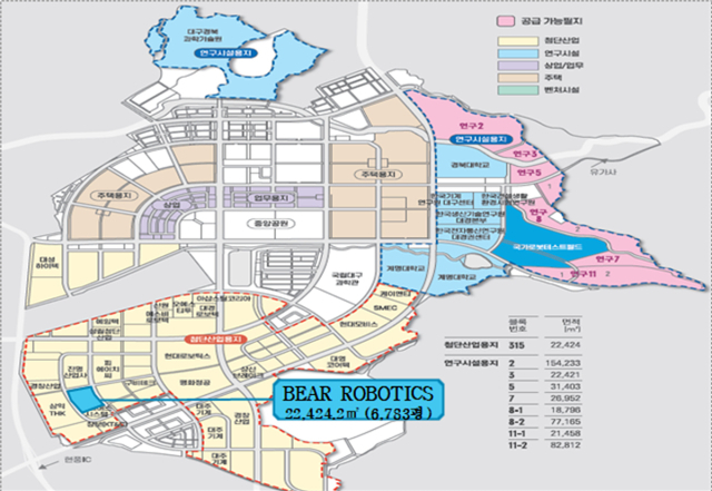 대구 달성군 베어로보틱스 테크센터 위치도. 대구시 제