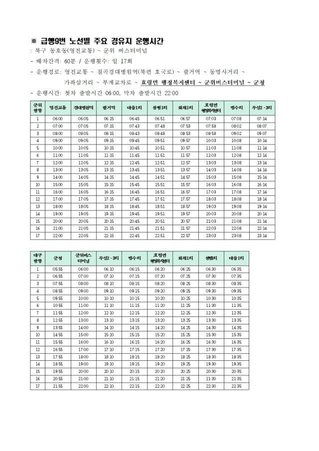 급행 9-1 시간표