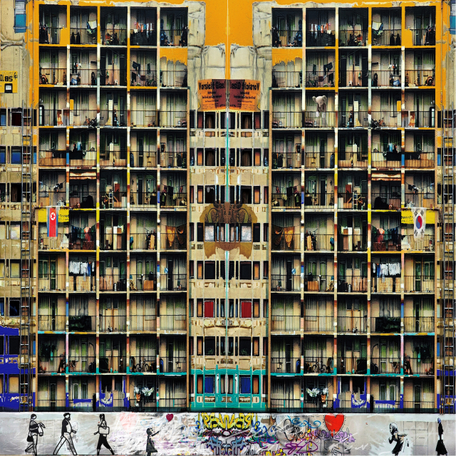 이진휴, Urban2, 122x122cm, Mixed Media, 2022.