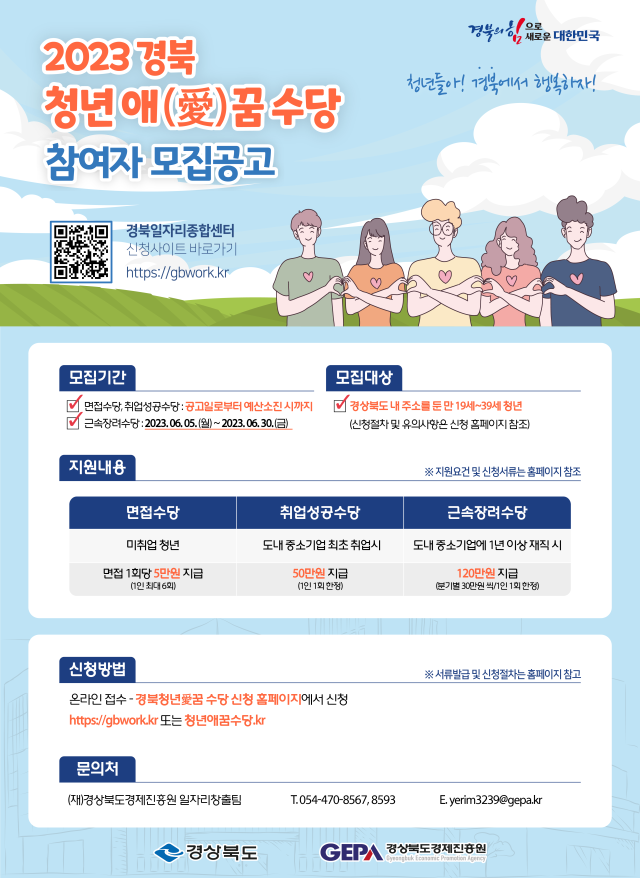 경북 청년애(愛)꿈 수당 지원사업 포스터.