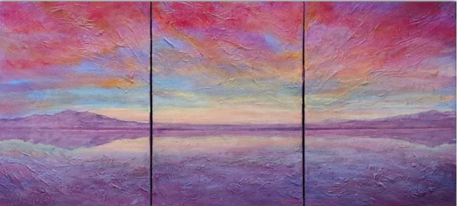 라리사 누리, Crépuscule, triptyque, Technique mixte, 3x40x50cm, 2019.