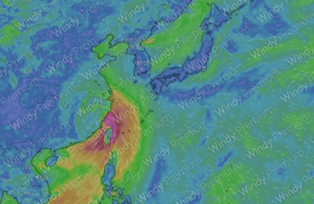 유럽중기예보센터(ECMWF) 모델 예상 5호 태풍 독수리 7월 28일 0시 위치