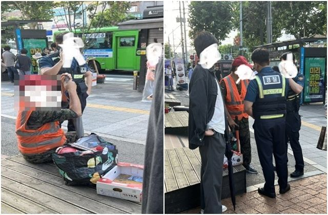 신림역 인근 추모 장소에 유족 동의 없이 가짜 성금 모금함을 설치한 60대 남성이 경찰 조사를 받고 있다. 온라인 커뮤니티