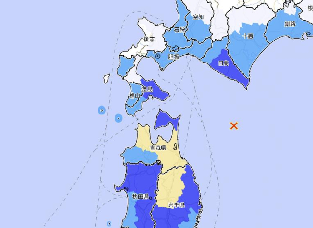 일본 홋카이도 지진 발생 지점. 일본 기상청 홈페이지 캡처