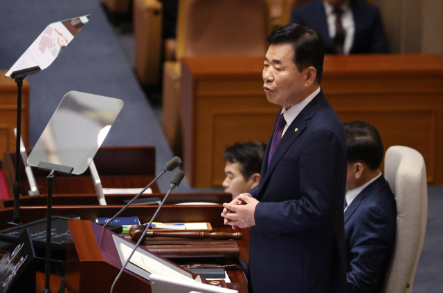 1일 국회 본회의장에서 열린 정기국회 개회식에서 김진표 국회의장이 개회사를 하고 있다. 연합뉴스