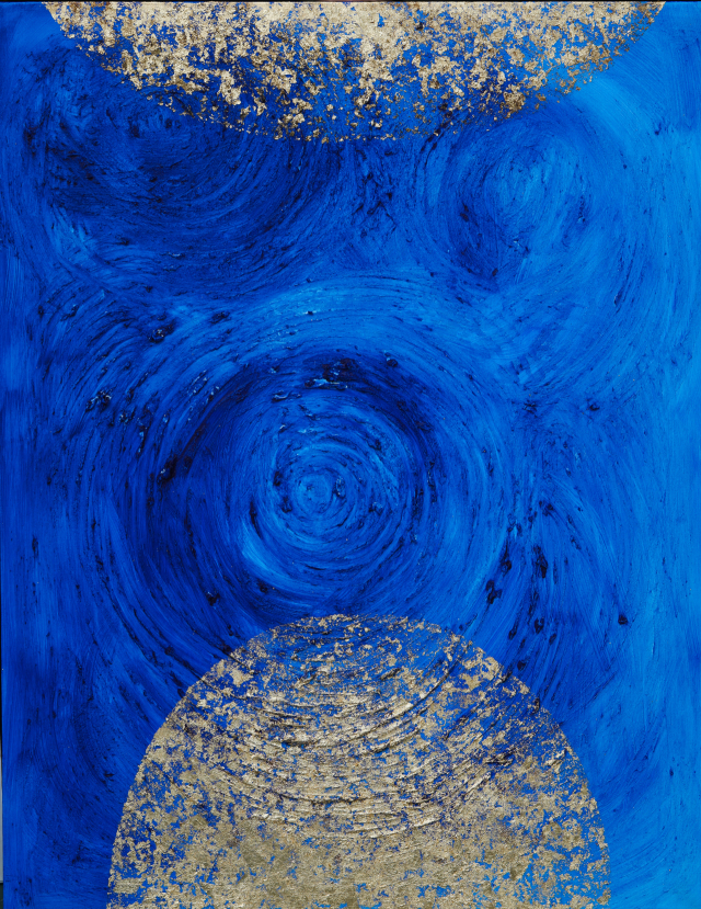 정익현, IL MARE_Wave2, 112X145cm, chinese ink, acrylic, gold paper on canvas.