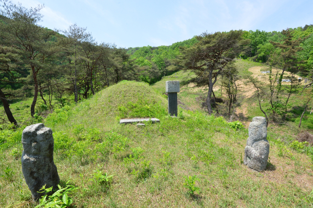 연성부원군 이말정 묘소. 금채낙지형(金釵落地形) 명당으로 조선 8대 명당 중 하나로 알려진 곳이다.금채낙지형이란 금비녀가 땅에 떨어진 형국을 말한다.