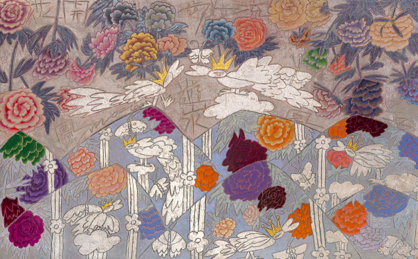 유산수(遊山水), 130.3 x 80.3cm, Mixed media on panel, 2023.