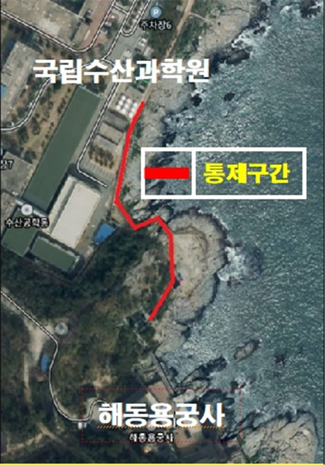 1월 1일 부산 기장군 해안로 통제 구간. [사진=기장군]