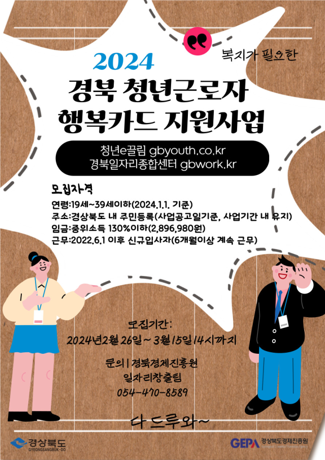 경북 청년 근로자 행복카드 지원사업 포스터. 경북경제진흥원 제공