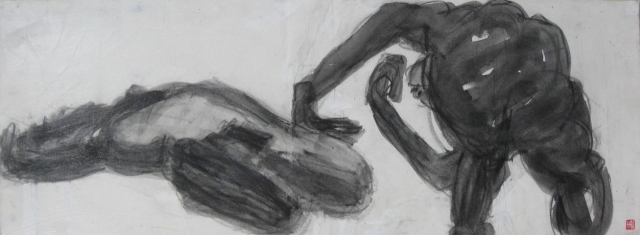 김영태, Drawing2023, 36x95cm, Graphite on paper.