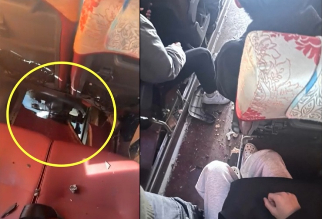 한 대학 통학버스의 타이어가 터지면서 바닥이 뚫리는 사고가 발생한 가운데 버스기사 차를 세우지 않고 10여분간 주행을 이어갔다. MBC 보도화면 캡처