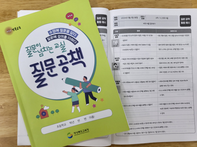 경북교육청이 지난달부터 제작해 보급하고 있는 질문이 넘치는 교실 질문공책의 모습. 경북교육청 제공