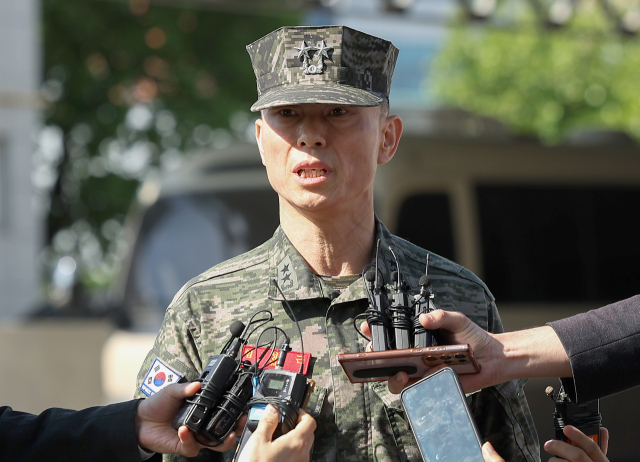 임성근 전 해병대 1사단장이 13일 오전 경북 경산시 경북경찰청 형사기동대에서 