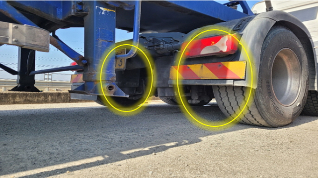 단속된 화물차의 주행장치(타이어) 불법 개조 사진. 교통안전공단 제공