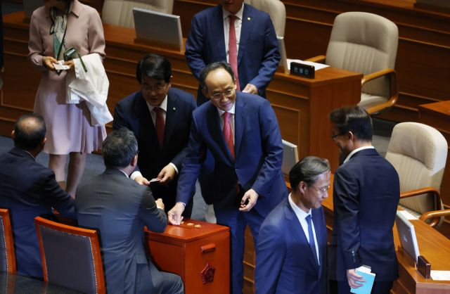 국민의힘 추경호 원내대표가 28일 오후 국회에서 열린 본회의에서 재의결 안건으로 상정된 