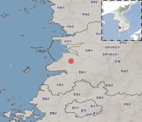 [속보] 전북 부안 또 지진…오후 1시 55분 규모 3.1