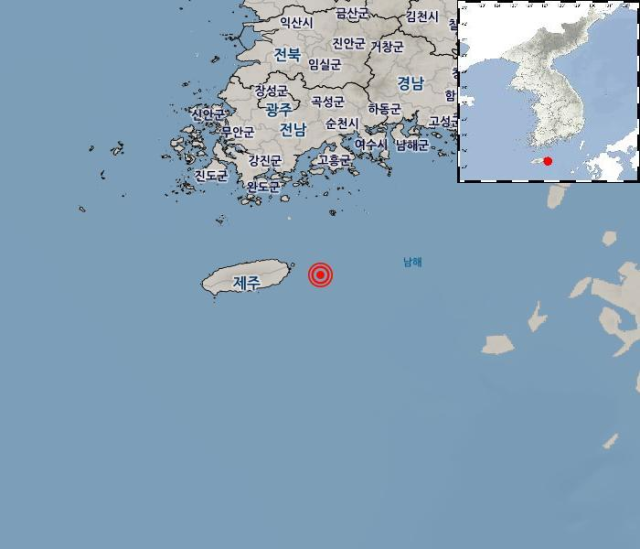 6월 12일 오후 9시 38분 제주 서귀포시 동북동쪽 61km 해역 규모 1.2의 지진 현황. 기상청