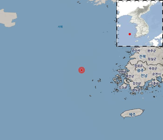6월 12일 오후 8시 11분 전남 신안군 흑산도 북서쪽 74km 해역 규모 1.3의 지진 현황. 기상청