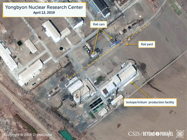 미국 싱크탱크 전략국제문제연구소(CSIS)가 2019년 4월 16일 (현지시간) 공개한 북한 영변 핵시설 모습. 이 사진은 상업용 위성에서 촬영한 것이다. CSIS는 이날 북한 전문 사이트 
