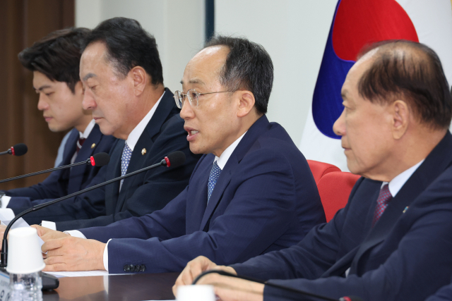 국민의힘 추경호 원내대표가 20일 오전 서울 여의도 당사에서 열린 비상대책회의에서 발언하고 있다. 연합뉴스