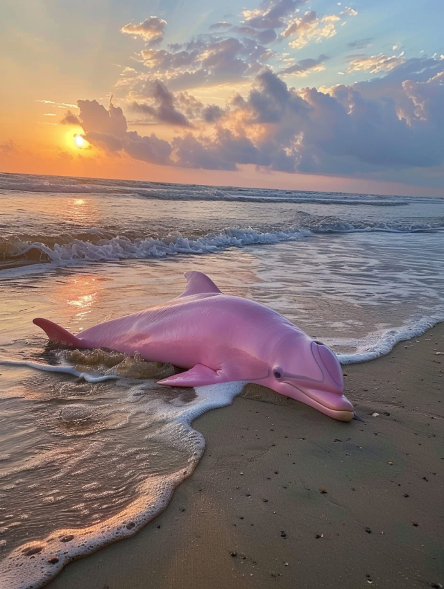 미국 노스캐롤라이나 해안에서 발견됐다는 핑크 돌고래의 사진이 페이스북 등 소셜미디어를 통해 확산됐다. 페이스북