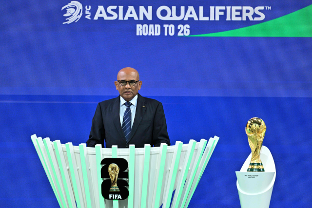27일 말레이시아 쿠알라룸푸르에서 열린 2026 FIFA 북중미 월드컵 아시아지역 3차 예선 조 추첨이 진행되는 모습. 연합뉴스
