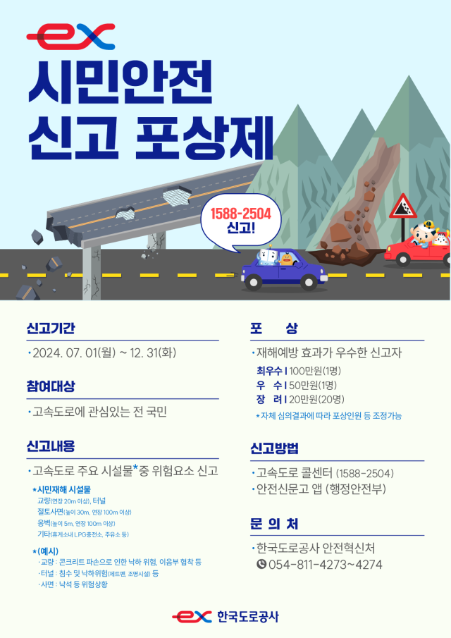 시민안전신고포상제 관련 포스터. 도로공사 제공