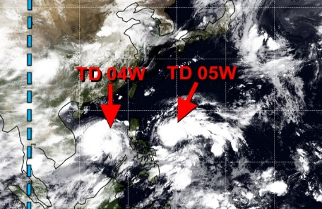 미국 합동태풍경보센터(JTWC, Joint Typhoon Warning Center) 감시 5호 열대저압부, 6호 열대저압부