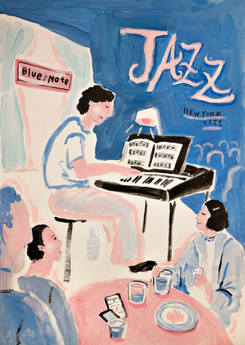 희다가든, City jazz bar, 종이에 아크릴, 39.5x27cm