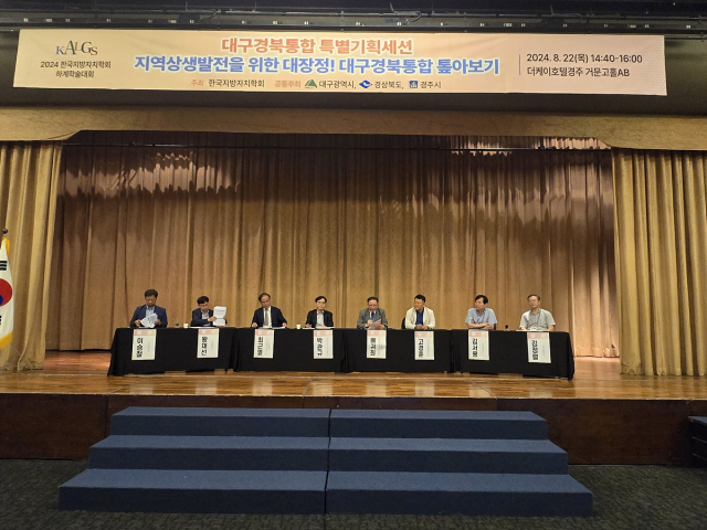 22일 경주 더케이호텔에서 열린 한국지방자치학회 하계학술대회에서 전문가들이 대구경북 행정통합을 주제로 토론하고 있다. 대구시 제공