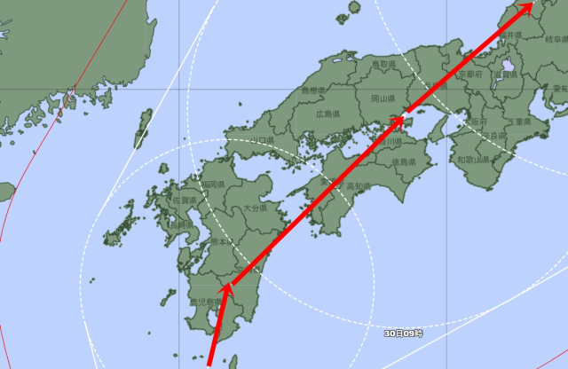 일본기상청 26일 오전 9시 발표 10호 태풍 산산 예상경로