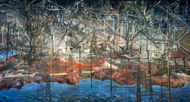 밀도 셰발리에, Undocked Dreams, 2023, Acrylic on Canvas, 218x417cm