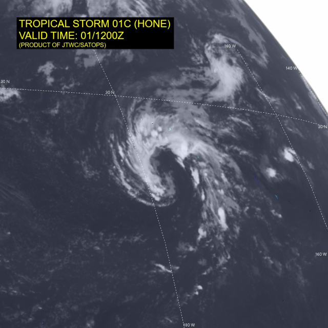 1호 허리케인 호네 위성사진. 미국 합동태풍경보센터(JTWC, Joint Typhoon Warning Center)