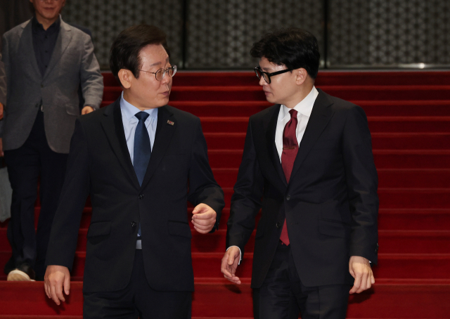 국민의힘 한동훈 대표와 더불어민주당 이재명 대표(왼쪽). 연합뉴스