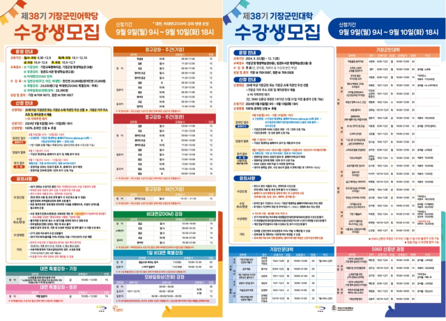 기장군 평생학습 강좌 수강생 모집 안내문. [사진=기장군]