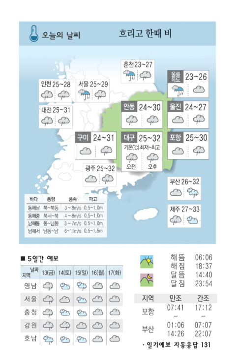 [날씨] 9월 12일(목) 