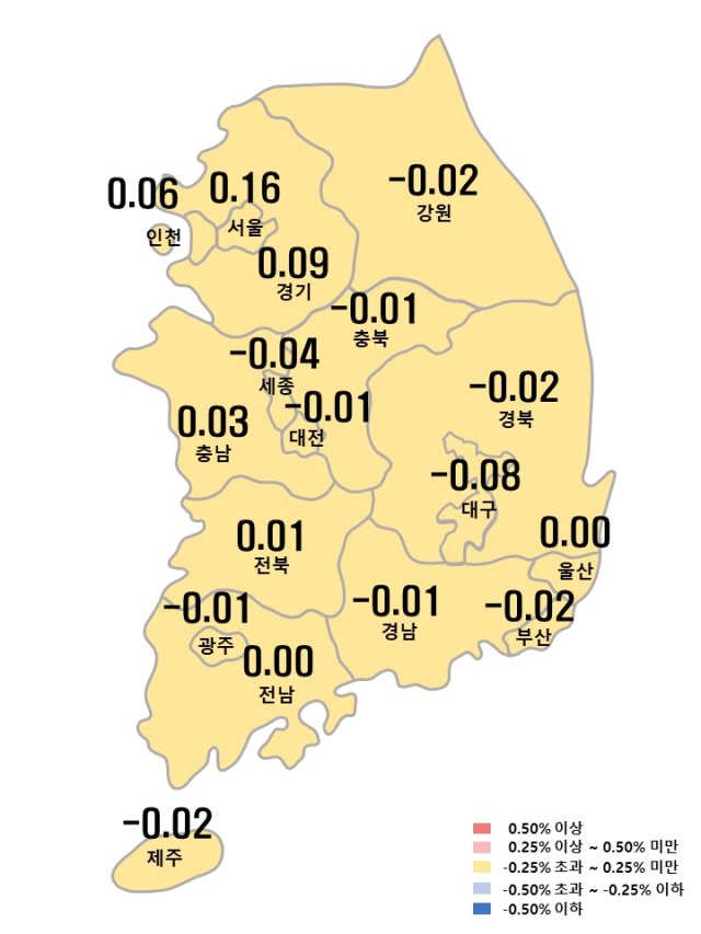 시도별 아파트 매매가격지수 변동률. 한국부동산원 제공