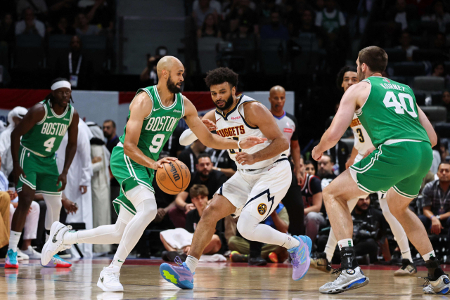 6일 열린 NBA 2024-2025시즌 보스턴 셀틱스-덴버 너기츠 프리시즌 경기. AFP=연합뉴스