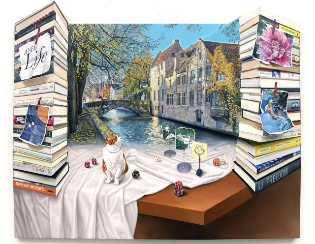 이경미, Brugge on the Table-A New Life, 2024, Oil on constructed birch panel120x97x11cm