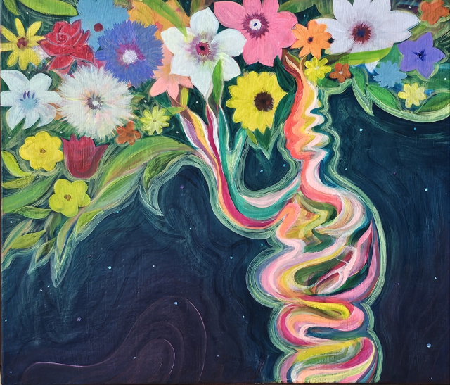 나순단, body connection(flower), 53×45(10호), 복합재료, 2024