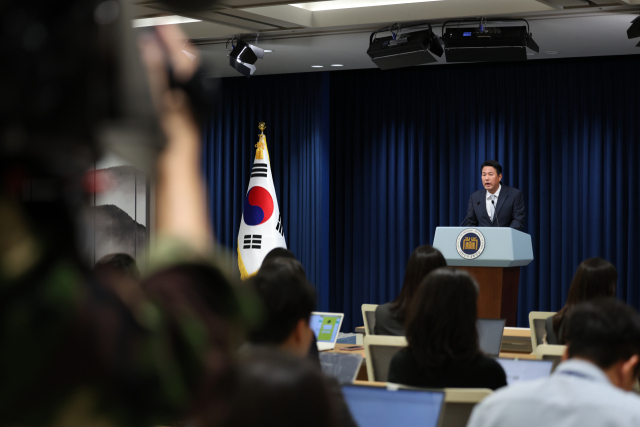 김태효 국가안보실 제1차장이 22일 서울 용산 대통령실 청사에서 북한군의 러시아 파병 등 현안에 관해 브리핑하고 있다. 연합뉴스