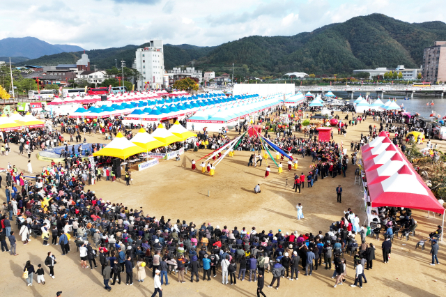 올해 청송사과축제에는 닷새 동안 46만 명의 관광객이 축제장을 찾았다. 청송군 제공