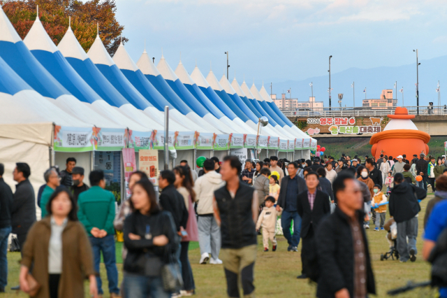 영주장날 농특산물 축제장에 많은 인파가 몰렸다. 영주시 제공