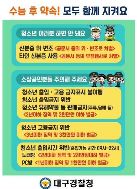 대구경찰청이 오는 14일 대학수학능력시험날 우발상황에 대비해 경찰 690명을 투입, 지원에 나선다고 7일 밝혔다. 대구경찰청 제공